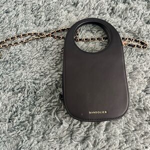 Bandolier Black Crossbody Bag with Chain Strap